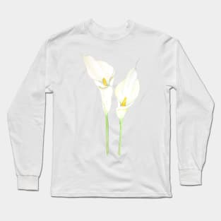 2 white calla lily watercolor Long Sleeve T-Shirt